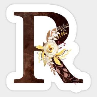 Floral Monogram R Lovely Autumn Foliage Sticker